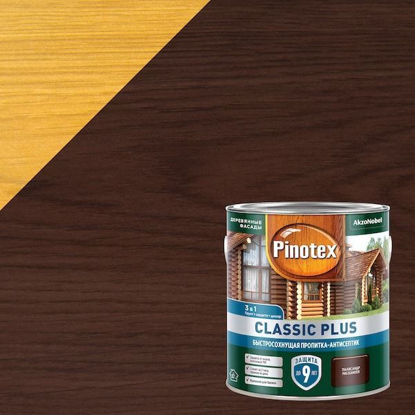 PINOTEX CLASSIC PLUS пропитка-антисептик быстросохнущая 3 в 1, палисандр (2,5л)