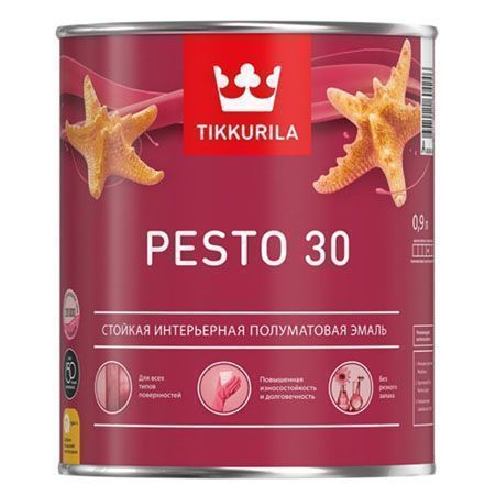 TIKKURILA PESTO 30 эмаль стойкая, алкидная, универсальная, полуматовая, база A (0,9л)