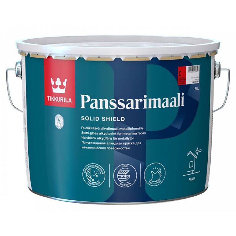 TIKKURILA PANSSARIMAALI краска антикоррозионная для крыш и металла, полуглянцевая, база C (9л)