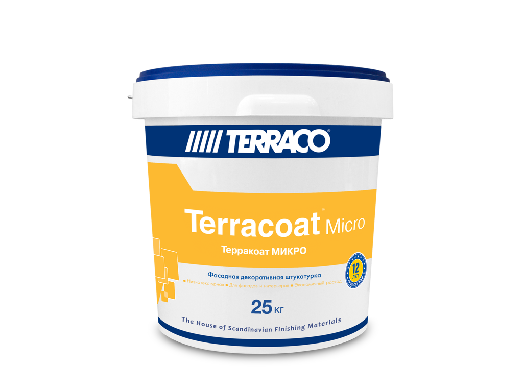 TERRACO TERRACOAT MICRO штукатурка декоративная акриловая с микро текстурой, шагрень (25кг)