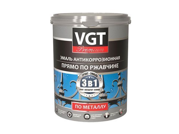 VGT PREMIUM ВД-АК-1179 АНТИКОРРОЗИОННАЯ грунт-эмаль 3 в 1 по ржавчине, темно-коричневая (10кг)*