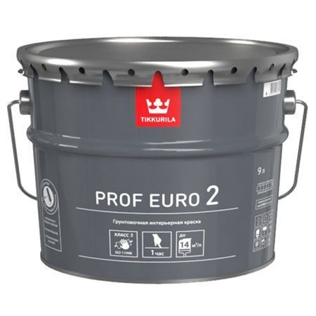 TIKKURILA PROF EURO 2 краска грунтовочная, интерьерная, глубокоматовая, база VVA (9л)